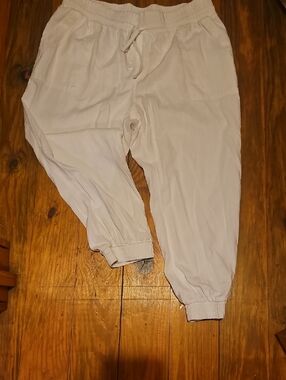 a new day White Cropped Drawstring Jogger Pants